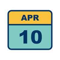 April 10th Date on a Single Day Calendar vector