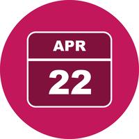 April 22nd Date on a Single Day Calendar vector