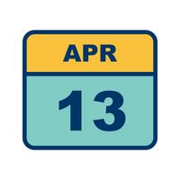 April 13th Date on a Single Day Calendar vector