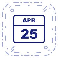 April 25th Date on a Single Day Calendar vector