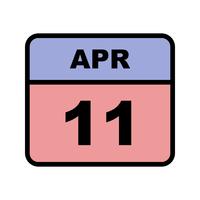 April 11th Date on a Single Day Calendar vector