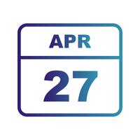 April 27th Date on a Single Day Calendar vector