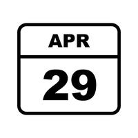 April 29th Date on a Single Day Calendar vector