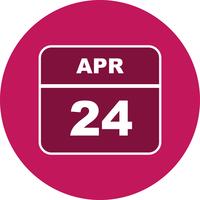 April 24th Date on a Single Day Calendar vector