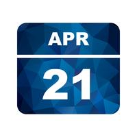 Fecha del 21 de abril en un calendario de un solo día