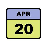 April 20th Date on a Single Day Calendar vector