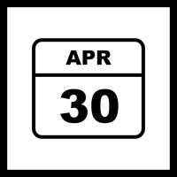 April 30th Date on a Single Day Calendar vector