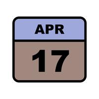 April 17th Date on a Single Day Calendar vector