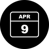 April 9th Date on a Single Day Calendar vector