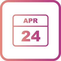 April 24th Date on a Single Day Calendar vector