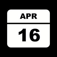 16 de abril Fecha en un calendario de un solo día vector