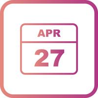 April 27th Date on a Single Day Calendar vector