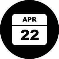 April 22nd Date on a Single Day Calendar vector