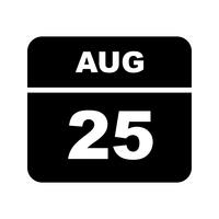 25 de agosto, fecha en un calendario de un solo día vector