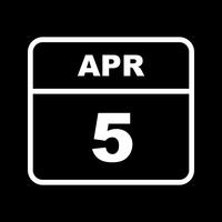 5 de abril Fecha en un calendario de un solo día vector