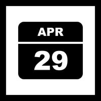 April 29th Date on a Single Day Calendar vector