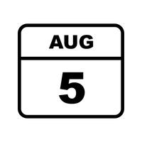 August 5th Date on a Single Day Calendar vector