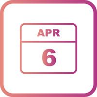 April 6th Date on a Single Day Calendar vector