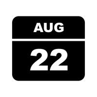 August 22nd Date on a Single Day Calendar vector