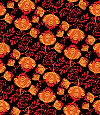 Swirl floral seamless pattern. Ornamental background in russian style 