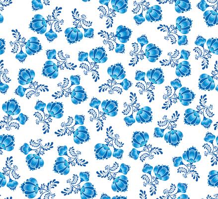Swirl floral seamless pattern. Ornamental background in russian style