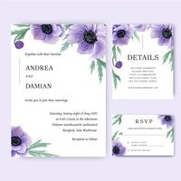 Poppy flowers watercolor bouquets invitation card, save the date, wedding invitation cards design. Illustration vector