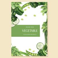 Green vegetables watercolor Poster Organic menu idea farm, healthy organic design, aquarelle  vector illustration