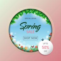 Spring time flowers sale banner and background. Vector ESP10 design.