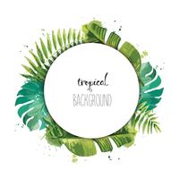 Summer template design with green tropical plants and palm leaves. vector