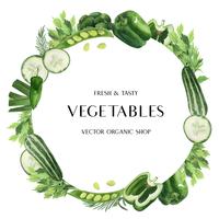 Green vegetables watercolor Poster Organic menu idea farm, healthy organic design, aquarelle card design vector illustration