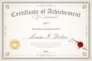 Certificado o diploma de plantilla retro. vector