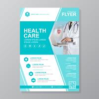 Healthcare cover a4 template design and flat icons for a report and medical brochure design, flyer, leaflets decoration for printing and presentation vector illustration