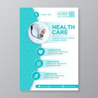 Healthcare cover a4 template design and flat icons for a report and medical brochure design, flyer, leaflets decoration for printing and presentation vector illustration