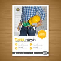 Construction tools cover a4 template and flat icons for a report and brochure design, flyer, banner, leaflets decoration for printing and presentation vector illustration