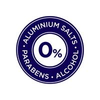 Aluminium salts, parabens and alcohol free icon.  vector