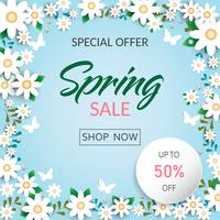 Spring time flowers sale background vector