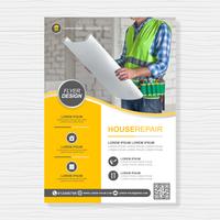 Construction tools cover a4 template and flat icons for a report and brochure design, flyer, banner, leaflets decoration for printing and presentation vector illustration