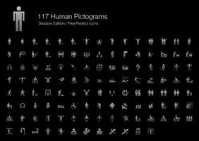 Pictograma humano Pixel Perfect Icons Shadow Edition. vector