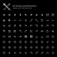 Arrows and Directions Pixel Perfect Icons Shadow Edition.  vector