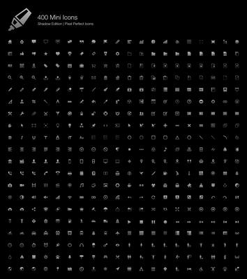 Mini Small Simple Web Pixel Perfect Icons Shadow Edition. 