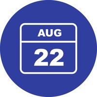 August 22nd Date on a Single Day Calendar vector