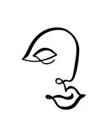 Continuous line, drawing of woman face, fashion minimalist concept. Stylized linear female head with closed eyes, skin care logo, beauty salon icon. Vector illustration