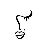 Continuous line, drawing of woman face beauty, fashion minimalist concept. Stylized linear female head with closed eyes, skin care logo, beauty salon icon. Vector illustration