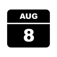 8 de agosto, fecha en un calendario de un solo día vector