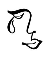 Vector continuous line, drawing of sad woman face, fashion minimalist concept. Stylized linear illustration female head with closed eyes and teardrop. Skin care logo, beauty salon icon