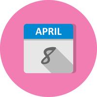 8 de abril Fecha en un calendario de un solo día vector