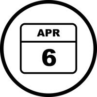 April 6th Date on a Single Day Calendar vector