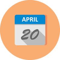 April 20th Date on a Single Day Calendar vector