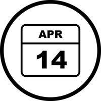 April 14th Date on a Single Day Calendar vector