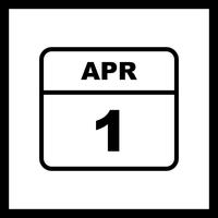 April 1st Date on a Single Day Calendar vector